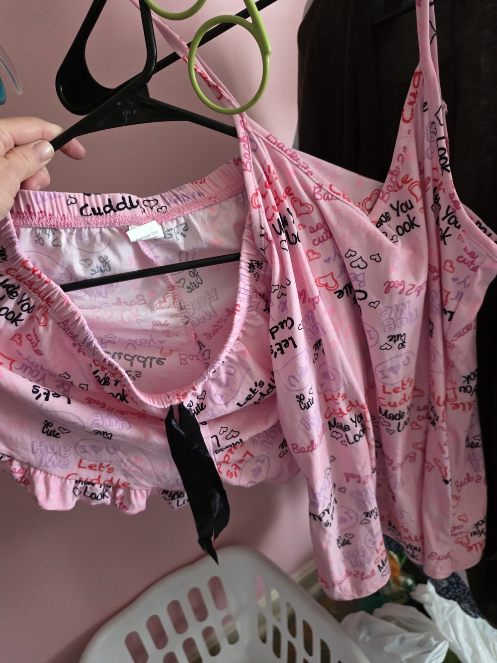 Cuddl Duds Pink Heart & Script Camisole and Short Sleep Set